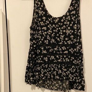 Forever 21 Black Floral Tank Top
